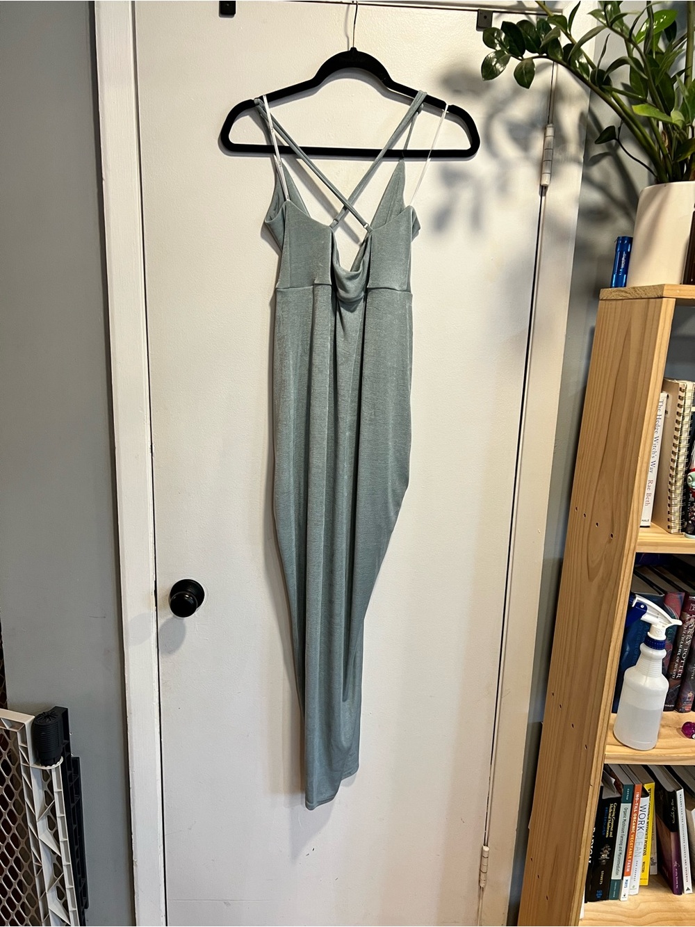 Lulu's Light Green/Blue Ruched Maxi Dress - Picture 3 of 6